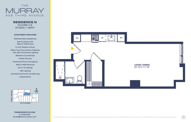 Studio, 1 bath, $4,320, Unit 6N