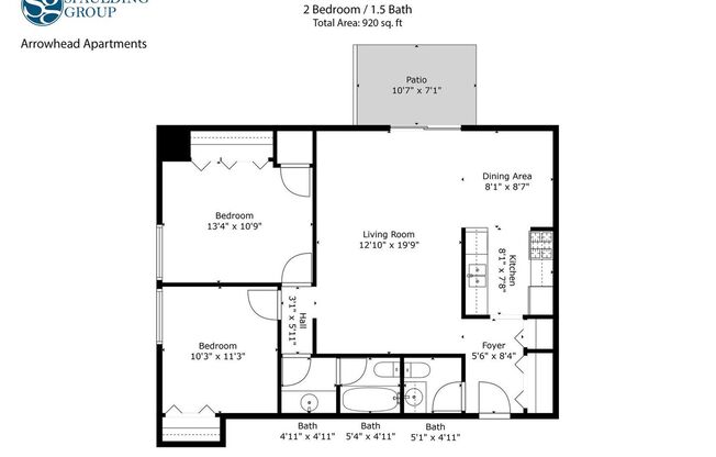 2 beds, 1 bath, 920 sqft, $1,325, Unit 3146MD-206