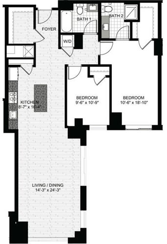 2 beds, 2 baths, 1,320 sqft, $4,490, Unit 0533