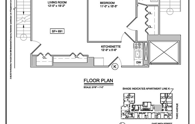 1 bed, 1 bath, 691 sqft, $4,895, Unit 11K