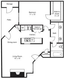 1 bed, 1 bath, 796 sqft, $1,262
