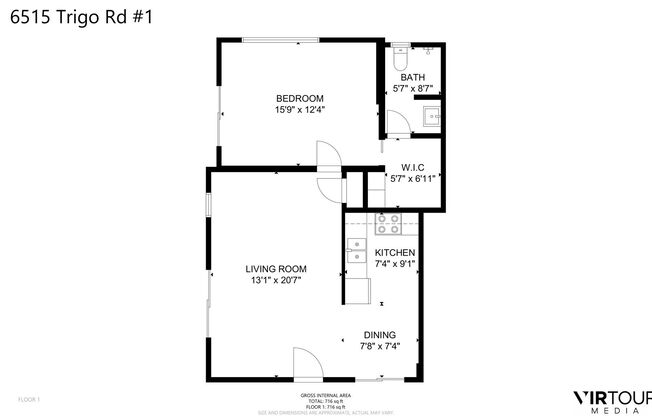 1 bed, 1 bath, 1,000 sqft, $2,727, Unit 1