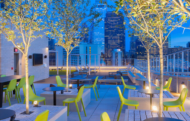 Take in the city skyline from our rooftop deck