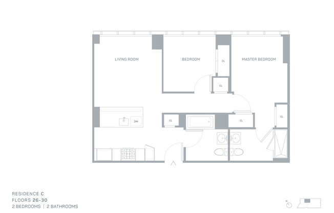 2 beds, 2 baths, $6,305, Unit 27C