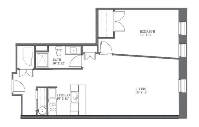 1 bed, 1 bath, 952 sqft, $1,575, Unit Cream City Lofts-205