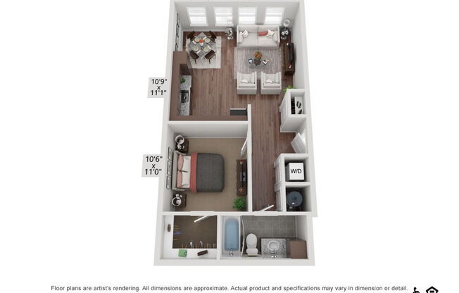 1 bed, 1 bath, 697 sqft, $1,403