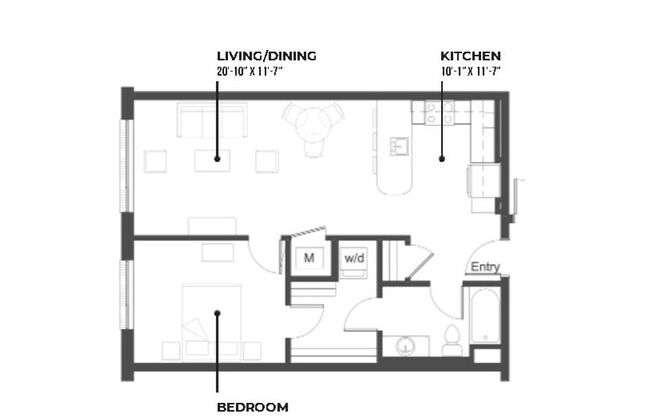 1 bed, 1 bath, 779 sqft, $1,430, Unit HW-509