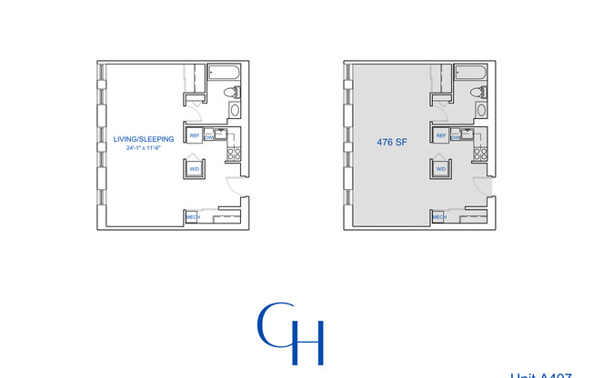 Studio, 1 bath, 586 sqft, $1,895, Unit A-407