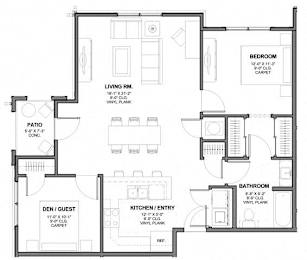 2 beds, 1 bath, 950 sqft, $1,540