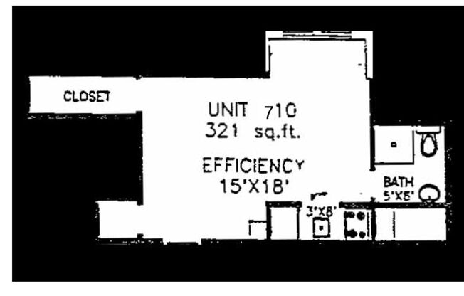 Studio, 1 bath, 294 sqft, $1,225, Unit New King Edward 710
