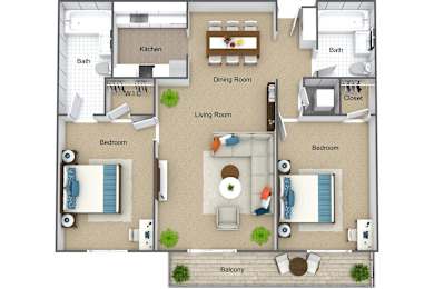 2 beds, 2 baths, 957 sqft, $3,094