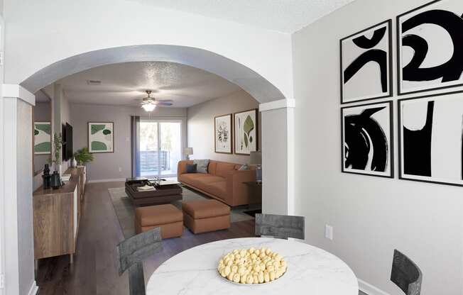 Diningroom and Livingroom at The Villas at Quail Creek Apartment Homes in Austin Texas