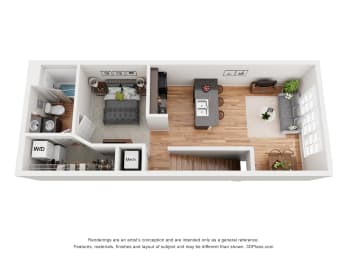 Studio, 1 bath, 623 sqft, $1,262