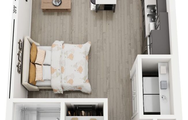 Studio, 1 bath, 570 sqft, $1,570, Unit 443