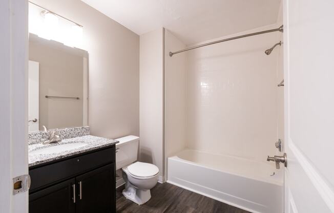 Full Bath in the Two Bedroom One Bath Apartment at Woodbridge Apartments Bloomington