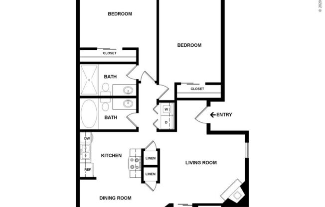 2 beds, 2 baths, 915 sqft, $2,100