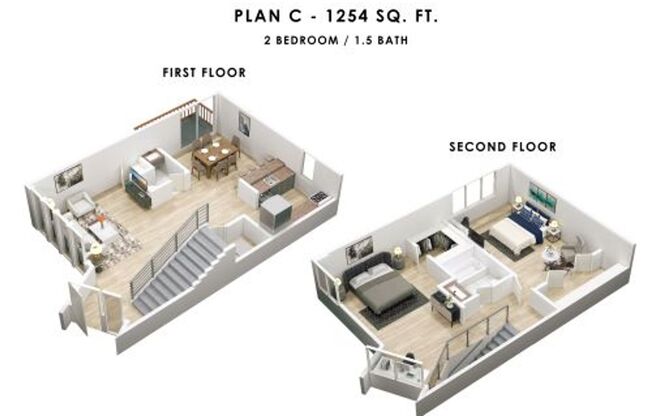 2 beds, 1.5 baths, 1,254 sqft, $1,400