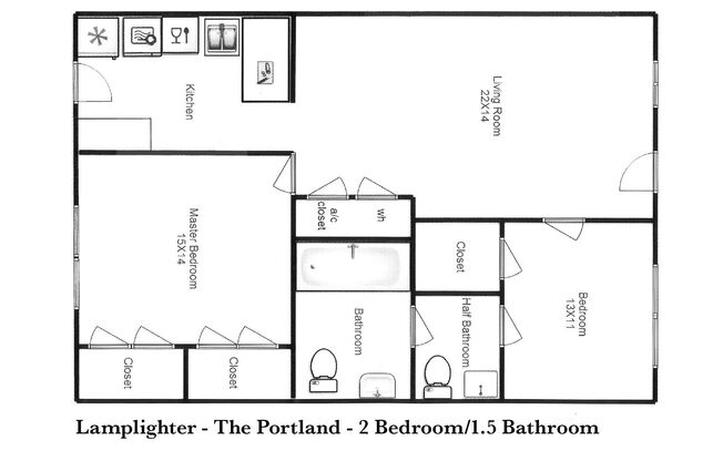 2 beds, 1.5 baths, 840 sqft, $1,025, Unit A