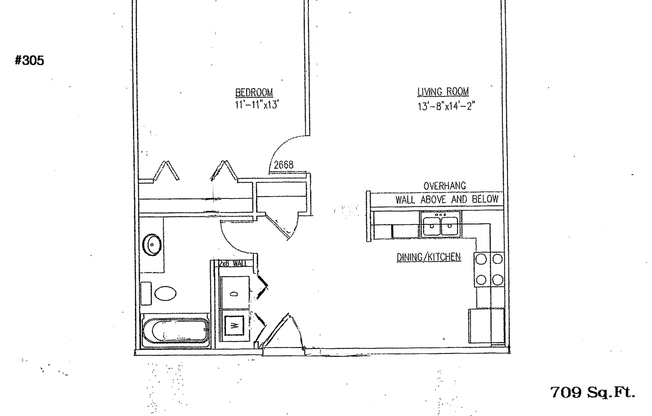 1 bed, 1 bath, 709 sqft, $930, Unit 305