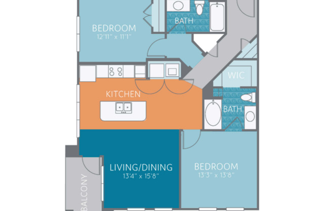 2 beds, 2 baths, 1,086 sqft, $1,579, Unit 2-2401