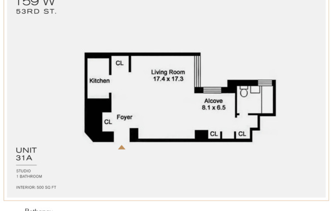1 bed, 1 bath, 500 sqft, $3,350, Unit 31A