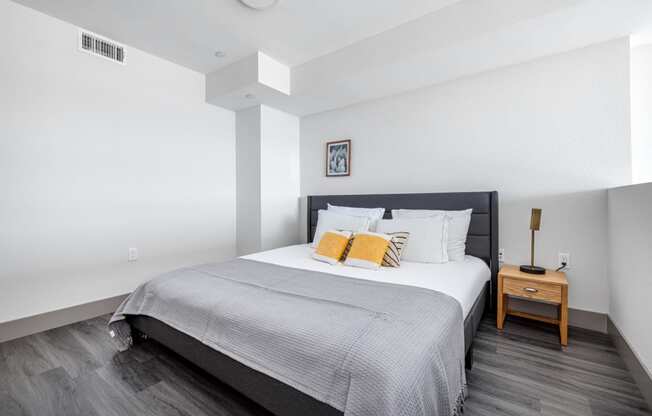 Loft Bedroom with Hardwood Flooring at The Mansfield at Miracle Mile, Los Angeles, California