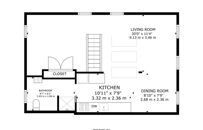 Studio, 1 bath, 605 sqft, $1,695, Unit 3