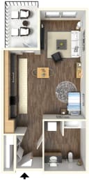 Studio, 1 bath, 495 sqft, $1,785
