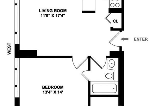 1 bed, 1 bath, 620 sqft, $4,500, Unit 12A