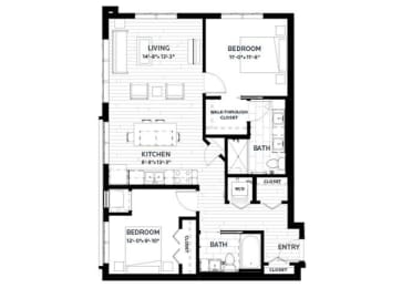 2 beds, 2 baths, 984 sqft, $2,050