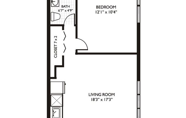 1 bed, 1 bath, 485 sqft, $1,795, Unit 303