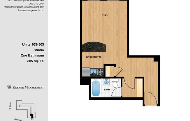 Studio, 1 bath, 407 sqft, $2,000, Unit H603