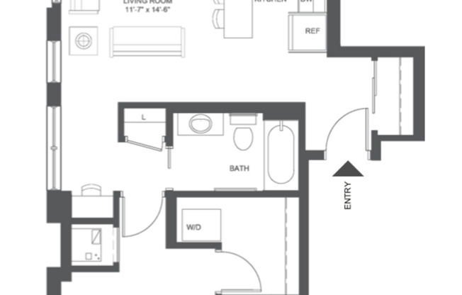 1 bed, 1 bath, 687 sqft, $1,725, Unit 313