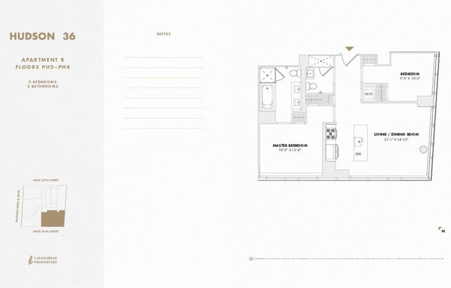 2 beds, 2 baths, $8,750, Unit PH4B