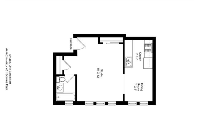 Studio, 1 bath, 431 sqft, $1,450, Unit 315