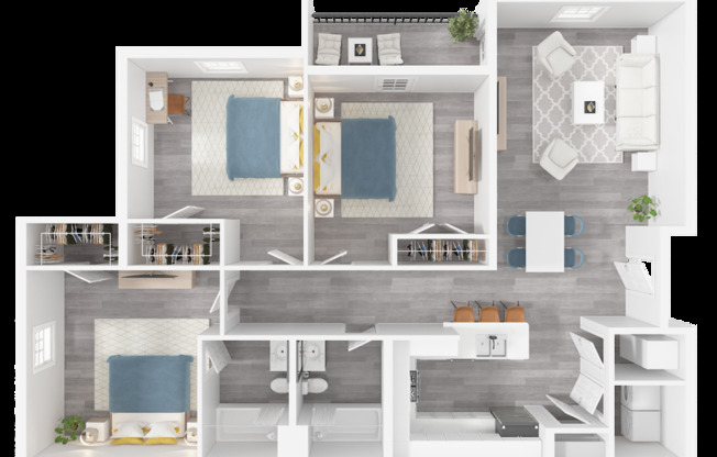 3 beds, 2 baths, 1,386 sqft, $1,850, Unit 1119