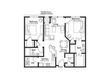 2 beds, 2 baths, 1,092 sqft, $1,790