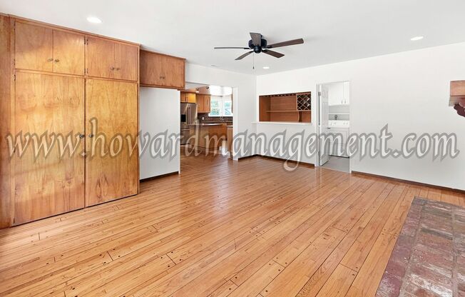 One level home with central A/C and grand backyard with pool.