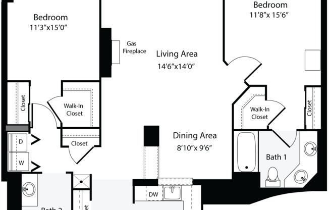 2 beds, 2 baths, 1,235 sqft, $3,919, Unit T410