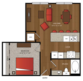 1 bed, 1 bath, 670 sqft, $1,551