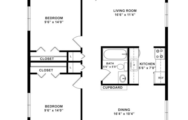 2 beds, 1 bath, 950 sqft, $1,318