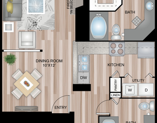 2 beds, 2 baths, 1,129 sqft, $1,614