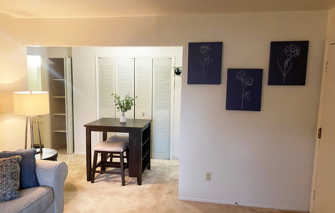 Dining Area with Storage Space at Wood Creek Apartments in Kenosha, WI