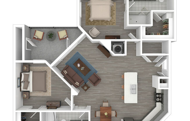 2 beds, 2 baths, 1,005 sqft, $1,501