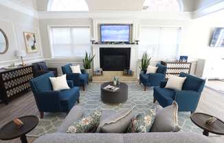 Clubhouse Interior Seating Area with TV