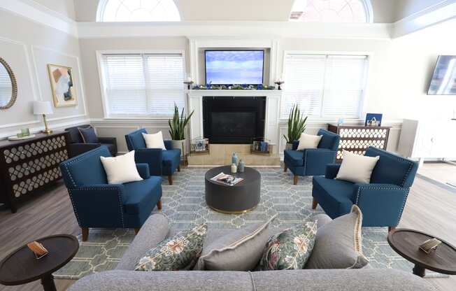 Clubhouse Interior Seating Area with TV