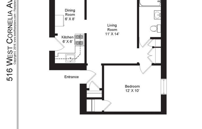 1 bed, 1 bath, 560 sqft, $1,695, Unit 516-210