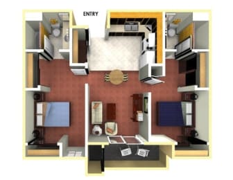 2 beds, 2 baths, 800 sqft, $2,405