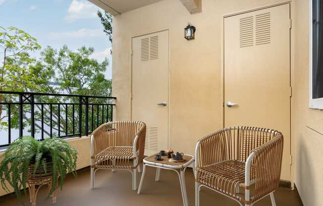 Apartment patio at 55+ FountainGlen Seacliff, Huntington Beach, CA