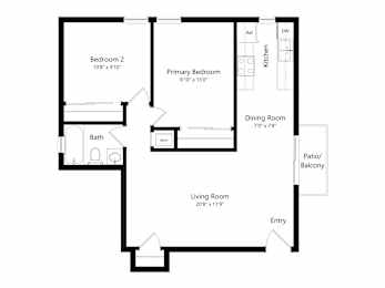 2 beds, 1 bath, 825 sqft, $2,900